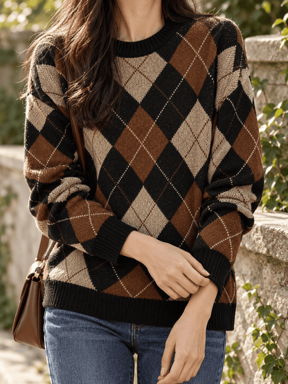 Women’s Classic Argyle Cotton-Blend Sweater