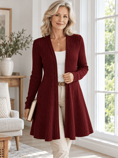Women’s Wool-Blend Ribbed Fit-and-Flare Cardigan