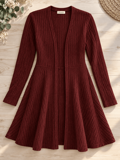 Women’s Wool-Blend Ribbed Fit-and-Flare Cardigan