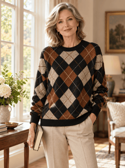 Women’s Classic Argyle Cotton-Blend Sweater