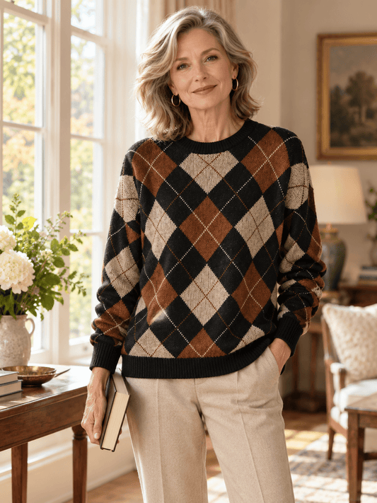 Women’s Classic Argyle Cotton-Blend Sweater