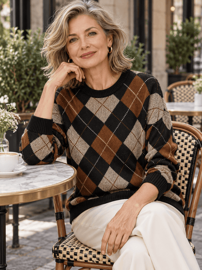Women’s Classic Argyle Cotton-Blend Sweater