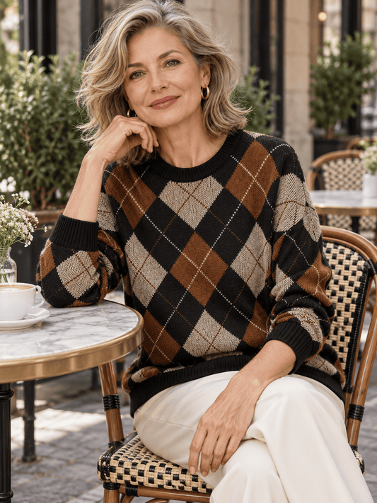 Women’s Classic Argyle Cotton-Blend Sweater