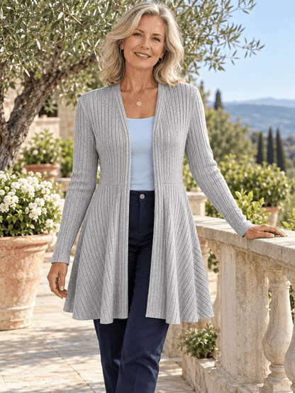 Women’s Wool-Blend Ribbed Fit-and-Flare Cardigan