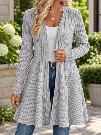 Women’s Wool-Blend Ribbed Fit-and-Flare Cardigan