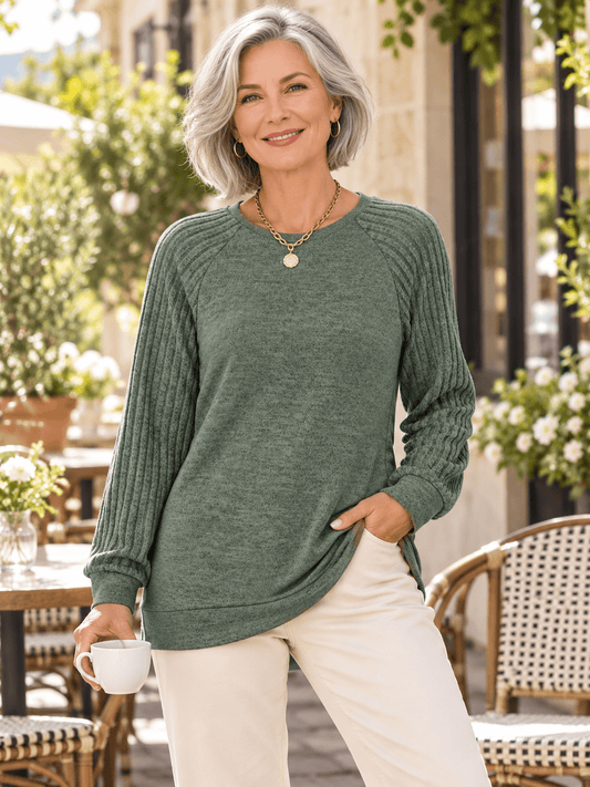 Women’s Soft Stretch Ribbed Raglan Sleeve Top