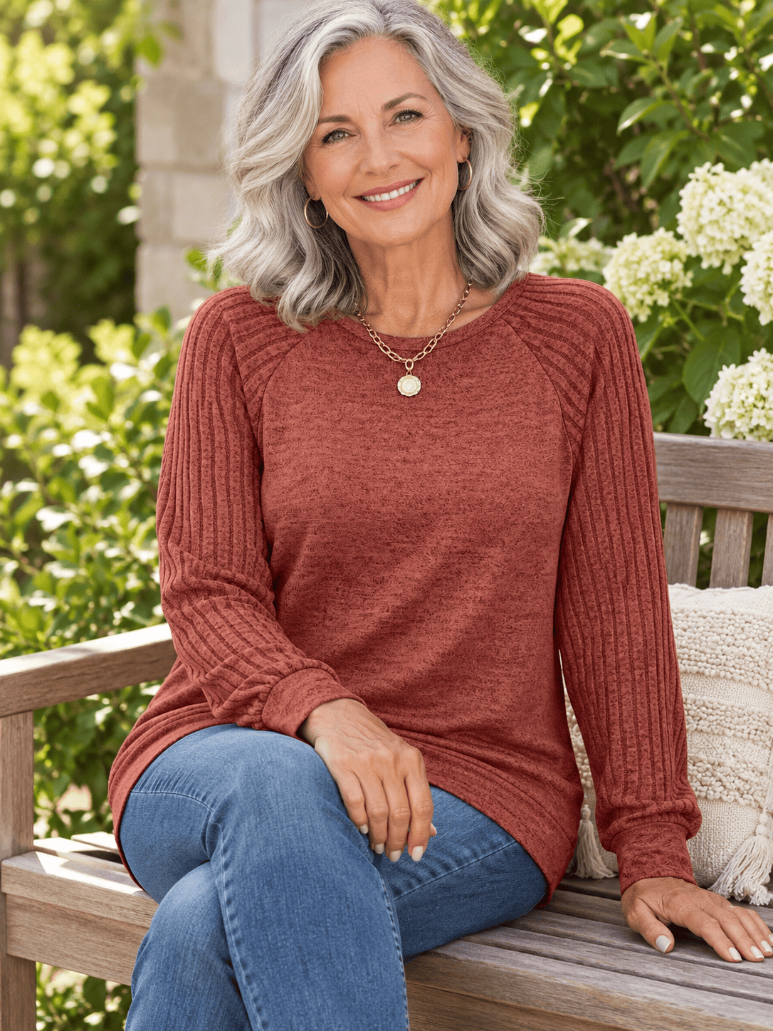 Women’s Soft Stretch Ribbed Raglan Sleeve Top