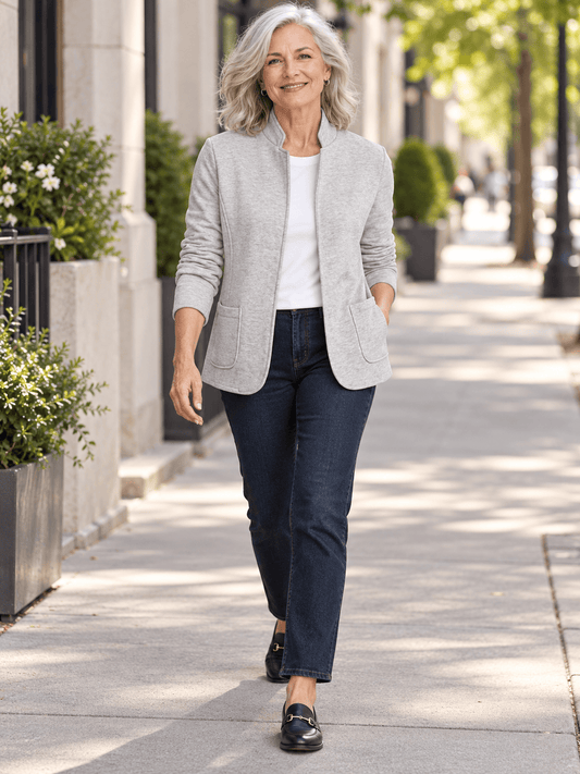 Women’s Everyday Open-Front Knit Blazer with Pockets
