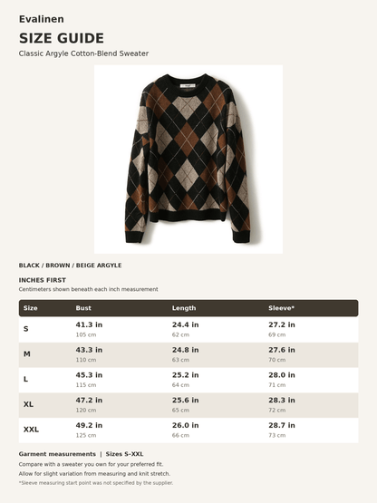 Women’s Classic Argyle Cotton-Blend Sweater