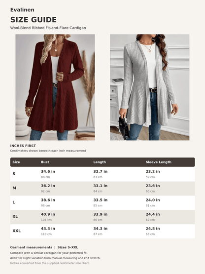 Women’s Wool-Blend Ribbed Fit-and-Flare Cardigan