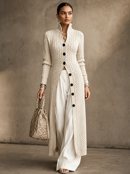 Women’s Wool-Blend Longline Cable-Knit Cardigan