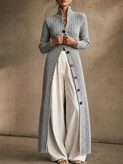 Women’s Wool-Blend Longline Cable-Knit Cardigan